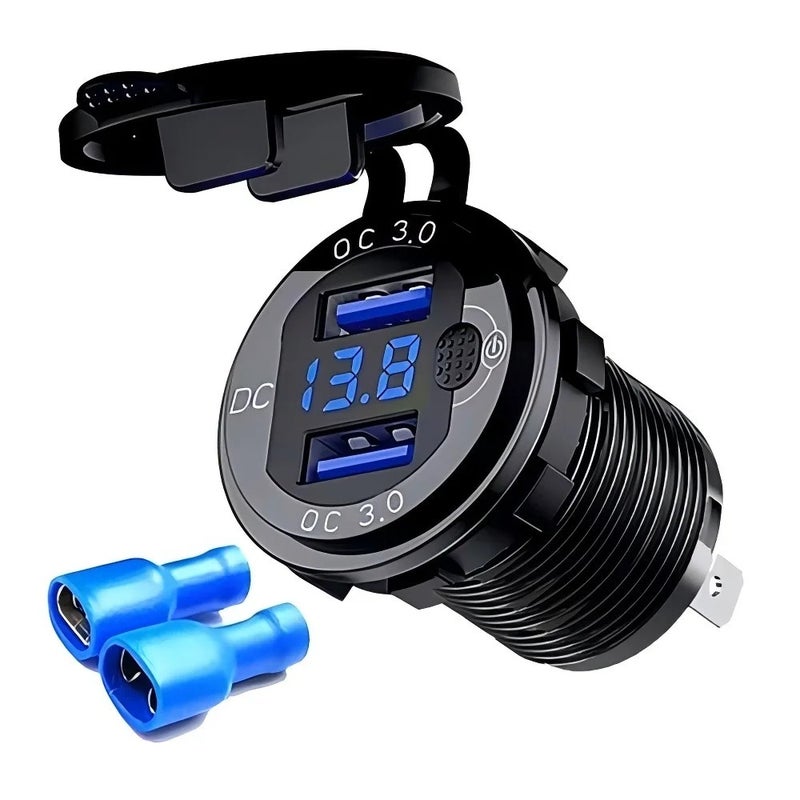Bluejw 83W USB C Car Charger: 65W PD & QC 3.0 Fast Charging Adapter with Voltmeter, 12V/24V Power Outlet for Automobile, Marine, Motorcycle, RV - Durable ABS Material, 3A - Image 2